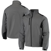 Veste softshell grise pour homme, col montant, fermeture éclair, coupe-vent, décontractée, pour l'extérieur, saison automne, coupe régulière, couleur unie, polyester