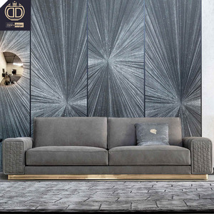 Hot Sale Dark Gray Italian Luxury Modern Genuine Leather <b>Set</b> with Sponge Filled for Villa Living Room - Product Image 2