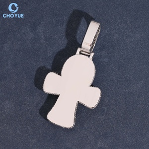 925 <b>Silver</b> Cross Pendant White Moissanite Rhodium Plated Jade Pendant Religious <b>Charm</b> GRA Certified Unisex Jewelry - Product Image 5
