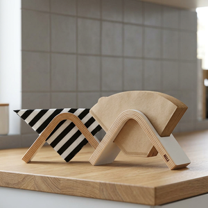Porte-serviettes en bois artisanal de style américain, durable, imperméable et écologique, décoratif pour table B.S. Modèle international - Product Image 1