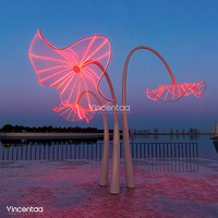 Vincentaa – Sculpture d'art en métal moderne, carré de ville abstrait Led Sculpture en acier inoxydable