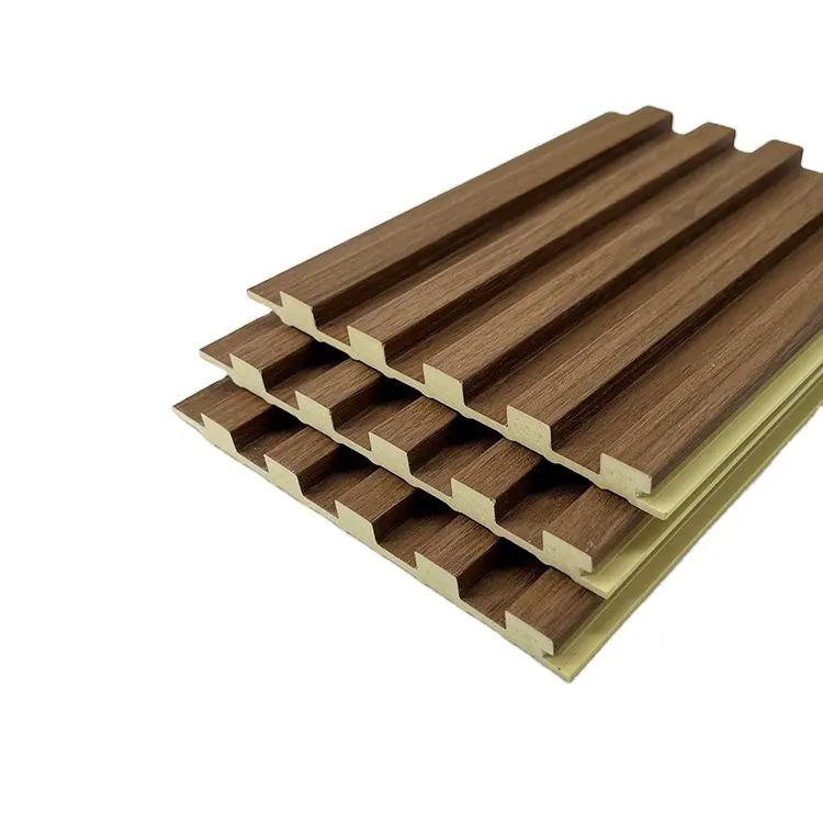 Precio de fábrica, tablero de fibra de bambú decorativo interior personalizado, revestimiento compuesto de plástico de madera, panel de pared WPC alternativo de madera
