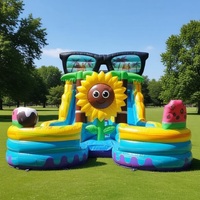 Château gonflable de qualité commerciale avec piscine à balles et toboggan, location pour fêtes en plein air, structure gonflable pour événements d'enfants