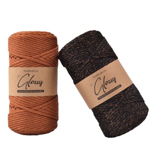 Corda 100% in macramè in poliestere più venduto transfrontaliero 3mm in <span class=keywords><strong>filo</strong></span> d'argento dorato lavorato a mano a maglia fai da te 100 iarde Per rotolo rivestito Per - Product Image 3
