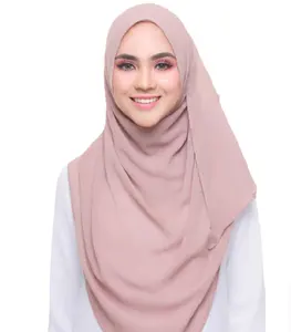 프로모션 쉬폰 터번 빈티지 단색 진주 쉬폰 머리 스카프 목 스카프 이슬람 여성 공급 업체 도매