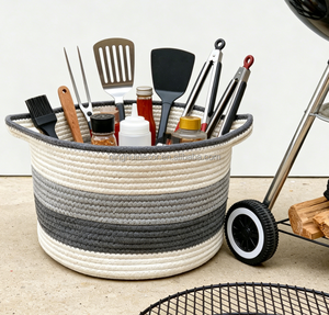 <span class=keywords><strong>Cesta</strong></span> Tejida Suave Hecha en Fábrica para Almacenamiento, Cuerda <span class=keywords><strong>de</strong></span> Algodón para Decoración del Hogar y Almacenamiento - Product Image 1