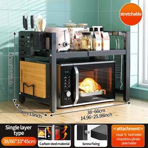 Estante Extensible para Horno de Microondas OEM, Organizador de Accesorios de Cocina Ajustable con Gancho y Portacuchillos para Uso Doméstico - Product Image 5