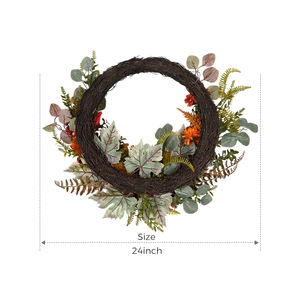 Nouvelle Arrivée Couronne Murale Personnalisée en Pin Naturel pour la Récolte d'Automne Décoration Maison Couronne Citrouille - Product Image 2