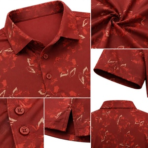 เสื้อโปโลผู้ชายราคาถูก ลายดอกไม้สีแดง แขนสั้น แห้งเร็ว เหมาะสำหรับเล่นกอล์ฟ ผลิตจากผ้าโพลีเอสเตอร์ทอ รับสั่งทำเสื้อโปโลผู้ชาย - Product Image 6