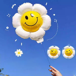 Nouveauté 2026, Meilleure vente : Ballon <span class=keywords><strong>en</strong></span> aluminium simple <span class=keywords><strong>en</strong></span> forme de marguerite, <span class=keywords><strong>tour</strong></span> de tournesols, pétales colorés à visage souriant, 16 pouces, pour fête d'anniversaire d'enfants - Product Image 3