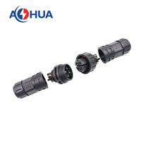 AHUA 15A Fiche de câble étanche M25 Assemblage Vis Mâle Femelle 4Pin Joint en laiton plaqué or Fil à fil Connecteur DC IP68