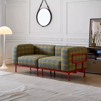 Französisches Vintage Polstersofa, Wabi-Sabi-Stil Lineares Modulares Sofa, Wohnzimmermöbel für Ferienwohnungen und Häuser