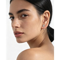 Anting-anting tusuk model bunga tipe C dari perak Sterling S925 untuk wanita