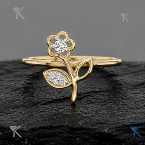 Anillo de Diamante Cultivado en Laboratorio, Oro Sólido, Diseño Floral, Clásico, para Compromiso, Aniversario, Joyería para Mujer, Venta al Por Mayor, Personalizado - Product Image 1