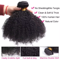 Extensions de Cheveux Humains Brésiliens Bouclés Crépus Grade 10A, Tissage de Cheveux Vierges Afro Bouclés, Perruque, Pelucas, Cabello Humano