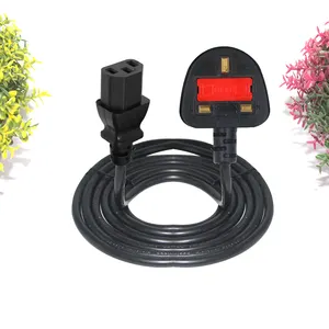 10A 250V Bs Computer Ac Cable British Standard Extension 3 Wire Uk Plug To Iec C13 Power Cord