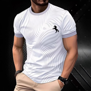 Camiseta de Manga Corta para Hombre con Estampado de Caballo en Degradado Amarillo y Verde 3D, Corte Ajustado, Transpirable, de Poliéster Tejido, Estilo Urbano - Product Image 2