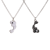 Collier en alliage Tai Chi Bagua Poisson, pendentif Yin Yang noir et blanc, chaîne maille forçat, accessoires minimalistes pour couple, vente en gros