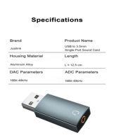 Carte son externe USB, adaptateur audio 3,5 mm, alliage d'aluminium, combo casque et microphone, sans pilote pour ordinateur portable PC