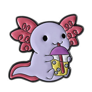 Pembe meksika Axolotl rozeti semender emaye pin - Product Image 2