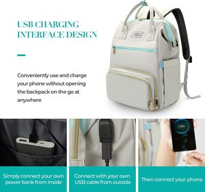 Lunch <strong>Backpack</strong> for <strong>Women</strong>, 15.6 Inch Laptop <strong>Backpack</strong> with USB Port, Stylish School <strong>Backpack</strong> Teacher Nurse <strong>Work</strong> Bag with Insulated - Product Image 3