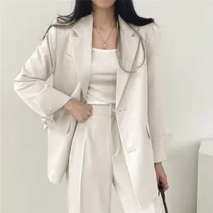 Kustom 5 warna wol kasual, blazer fashion jaket untuk wanita kerah berlekuk double breasted lengan panjang veste femme blazer/