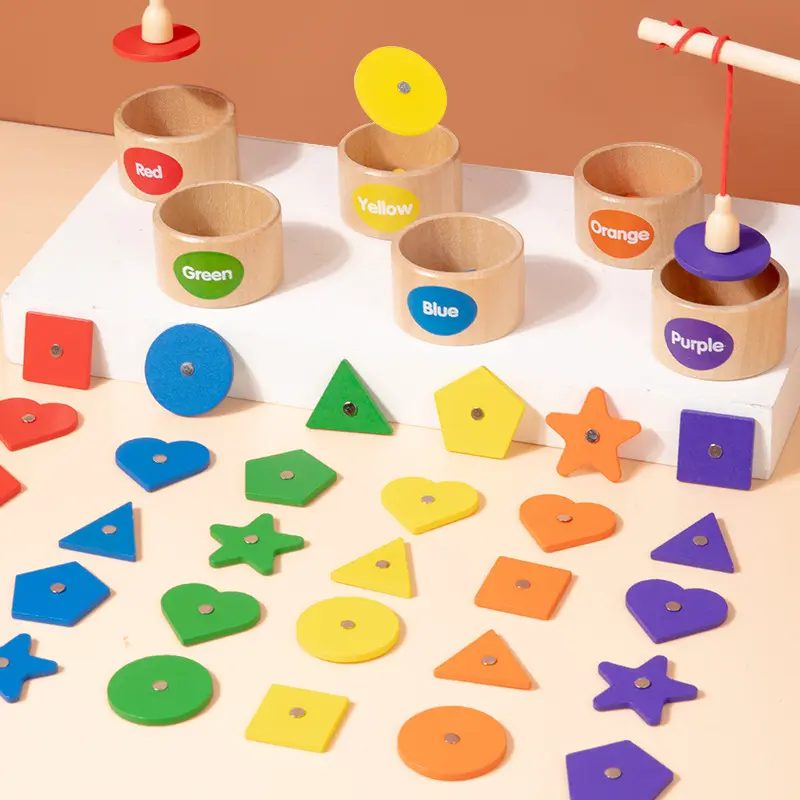 나무 분류 컵 낚시 게임 색상 모양 정렬 매칭 학습 몬테소리 장난감 1-3 세