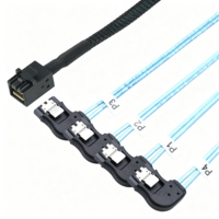 Kabel Koneksi Server Mini SAS SFF-8643 ke 4 SATA 7P Right-Arc