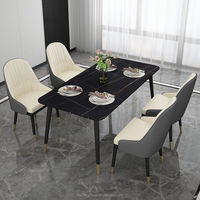 Ensembles de tables à manger abordables avec 6 chaises, chaise à dossier haut moderne en marbre et ensembles de tables à manger avec revêtement en marbre, ensemble de table à manger en marbre