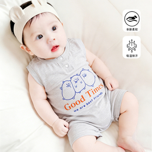 ชุดรอมเปอร์เด็กอ่อนและเด็กวัยหัดเดิน แขนกุด ผ้าฝ้าย สำหรับฤดูร้อน - Product Image 5