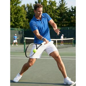 Polo de performance pour homme FOXA, 100% polyester, manches courtes, séchage rapide, évacuation de l'humidité, UPF 50, golf, décontracté, col classique - Product Image 5