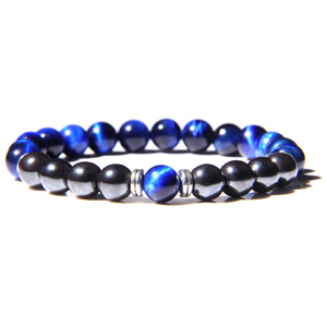 Pulsera de cuentas de hematita con ojos de tigre verde azul para <span class=keywords><strong>hombre</strong></span> y mujer, brazalete de cuentas de vidrio turquesa elástico, <span class=keywords><strong>2022</strong></span> - Product Image 2