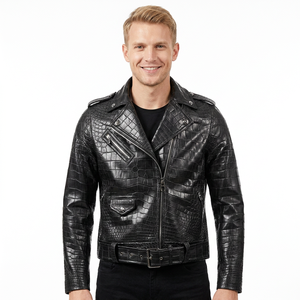 Veste en cuir pour homme, style motard, décontractée, streetwear, col rabattu, grande taille, pour le printemps et l'automne - Product Image 5