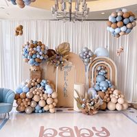 12 pouces bleu et marron ours ballons Pastel bleu Beige marron ballons en Latex pour ours en peluche anniversaire bébé douche décorations SP322
