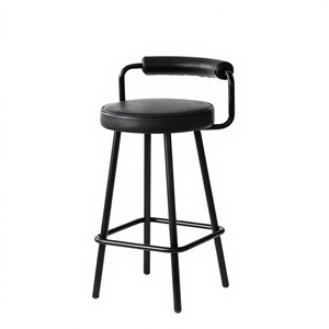 Taburete de <span class=keywords><strong>Bar</strong></span> Moderno y Sencillo de Hierro con Respaldo Alto, Estructura de Acero de Grado Comercial y Patrón Redondo para Tiendas de Té con Leche y Bares Domésticos - Product Image 4