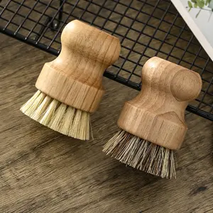 Cheap Eco Wooden Sisal Dish Brush with Wood Nylon Palm Fiber Bristle for Vegetable Pot Pan Bottle Household Kitchen Cleaning
