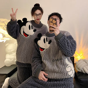 Paio di pigiami in peluche imbottito in pile da ragazza simpatici pigiami da uomo <span class=keywords><strong>e</strong></span> da <span class=keywords><strong>donna</strong></span> set di indumenti da notte autunno inverno - Product Image 4