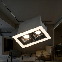 Spot encastré carré contemporain à double grille anti-éblouissement pour espaces intérieurs résidentiels et commerciaux
