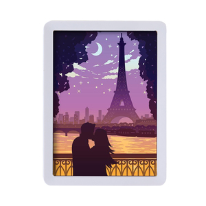Cadeaux pour couples, baiser d'amoureux, amour, Tour Eiffel Paris, Saint-Valentin, boîte à lumière en papier découpé, lampe <span class=keywords><strong>de</strong></span> <span class=keywords><strong>nuit</strong></span> LED, écologique, personnalisé - Product Image 1