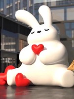 Grande sculpture de lapin en résine personnalisée et mignonne, durable, pour décoration extérieure de rue, centre commercial, quartier commercial, style dessin animé