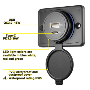 Chargeur de voiture au prix d'usine 48W 12V/24V, chargeur rapide USB double USB 3.0 avec port Type C, prise de charge - Product Image 6