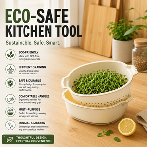 Panier de lavage de fruits et légumes modulaire double couche de qualité alimentaire grande capacité, gadget de cuisine <span class=keywords><strong>manuel</strong></span> modèle T-6037 pour usage quotidien - Product Image 1