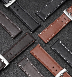 Correa de reloj de cuero genuino impermeable de primera capa vintage de 18/20/22/24 mm, correas de reloj de cuero liso para Samsung Gear - Product Image 5