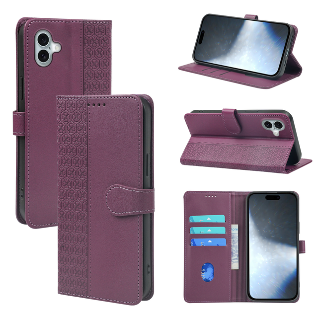 Lucky Wallet Leather Mobile Phone case for iPhone 17 Air 16 Pro Max 16E 15 Plus 14 13 Flip Cover with TV Bracket Card Holder