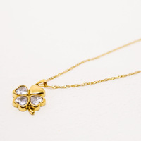 Collier en acier inoxydable pour femme, imitation diamant à quatre feuilles, pendentif trèfle porte-bonheur en zircon