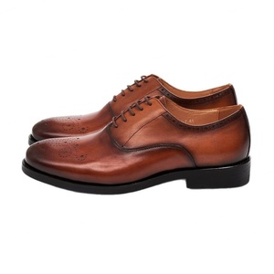 Chaussures Oxford en cuir véritable pour homme, marron et noir, brodées et imprimées, style britannique, pour tenue de travail formelle - Product Image 4