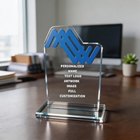Neelpure 186364 Plaque de reconnaissance personnalisée en cristal de forme abstraite avec logo sur mesure pour les entreprises