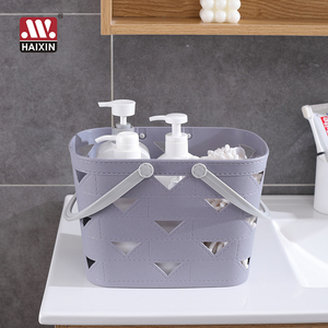 Cestas Organizadoras de Plástico con Asas para Baño, Cocina y Compras, Color Blanco y Gris, Marca Haixin - Product Image 5