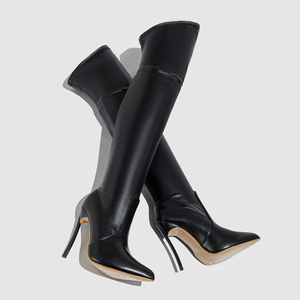 Approvisionnement à long terme en stock : Bottes longues à talons hauts pour femmes, talon fin, toutes saisons, tailles 35-42 - Product Image 4