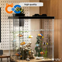 Aquarium rectangulaire en plastique mignon et écologique avec couvercle, transparent, pour la maison, le salon et la chambre